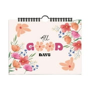 XYKA 4 Flower Theme Inspirational Notepad 12 Months English Planner Self-Discipline Clock-In Record Book Uplifting Quotes Floral Designs Paper Daily Goal Tracker for Productivity